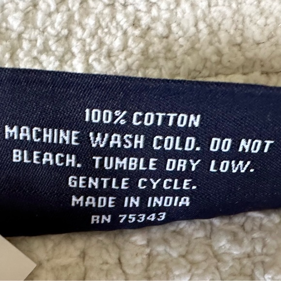 Brooks Brothers Bath Mat Lg Cotton Bath Rug  Ivory W/ Green Embroidery Squares - Picture 6 of 6